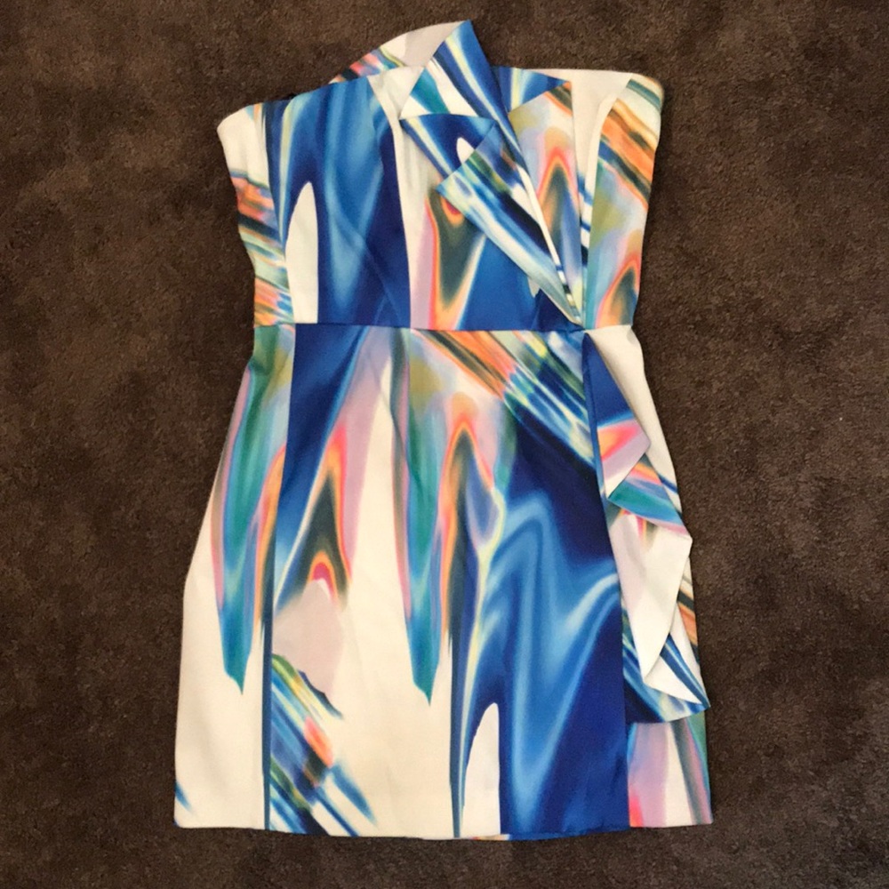 BEBE Multi-Colored Strapless Mini Dress